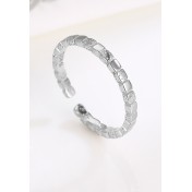 LDR24353 S925純銀簡約方塊開口戒指