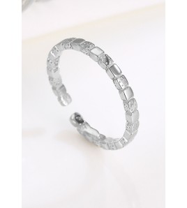 LDR24353 S925純銀簡約方塊開口戒指