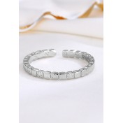 LDR24353 S925純銀簡約方塊開口戒指