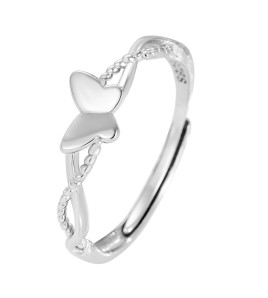 LDR24354 S925純銀光面蝴蝶開口戒指