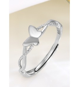 LDR24354 S925純銀光面蝴蝶開口戒指