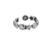 LDR24355 S925純銀復古花朵開口戒指