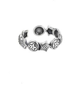 LDR24355 S925純銀復古花朵開口戒指