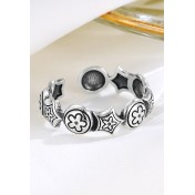 LDR24355 S925純銀復古花朵開口戒指