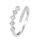 LDR24356 S925純銀幾何方塊開口戒指