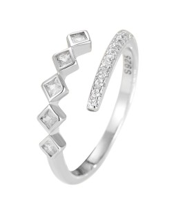 LDR24356 S925純銀幾何方塊開口戒指