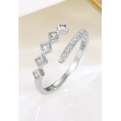 LDR24356 S925純銀幾何方塊開口戒指