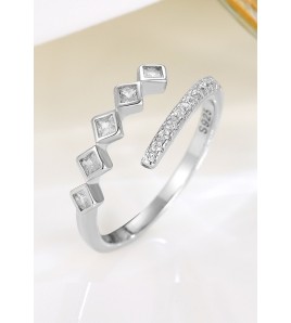 LDR24356 S925純銀幾何方塊開口戒指