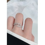 LDR24356 S925純銀幾何方塊開口戒指