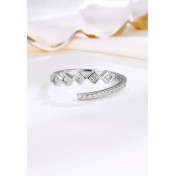 LDR24356 S925純銀幾何方塊開口戒指