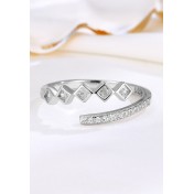 LDR24356 S925純銀幾何方塊開口戒指