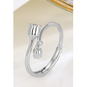 LDR24359 S925純銀優雅花朵開口戒指