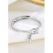 LDR24359 S925純銀優雅花朵開口戒指