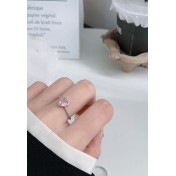 LDR24361 S925純銀粉色愛心鋯石戒指