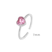 LDR24361 S925純銀粉色愛心鋯石戒指