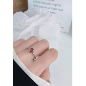 LDR24361 S925純銀粉色愛心鋯石戒指