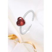 LDR24361 S925純銀粉色愛心鋯石戒指