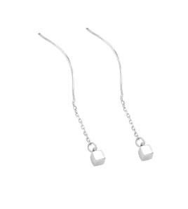 LDR24362 S925純銀方塊波浪耳線耳環