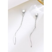 LDR24362 S925純銀方塊波浪耳線耳環