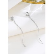 LDR24362 S925純銀方塊波浪耳線耳環