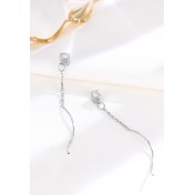 LDR24362 S925純銀方塊波浪耳線耳環