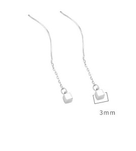 LDR24362 S925純銀方塊波浪耳線耳環