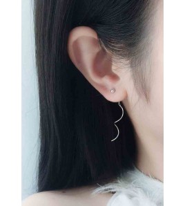 LDR24364 S925純銀圓珠波浪耳線耳環