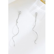 LDR24364 S925純銀圓珠波浪耳線耳環