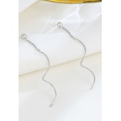 LDR24364 S925純銀圓珠波浪耳線耳環