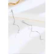 LDR24364 S925純銀圓珠波浪耳線耳環