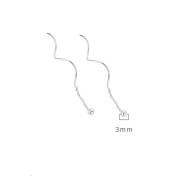 LDR24364 S925純銀圓珠波浪耳線耳環