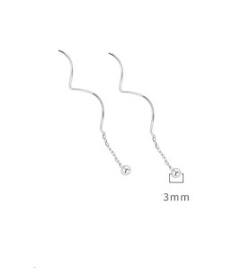 LDR24364 S925純銀圓珠波浪耳線耳環