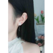 LDR24365 S925純銀圓珠波浪耳線耳環