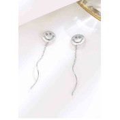 LDR24365 S925純銀圓珠波浪耳線耳環