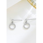 LDR24366 S925純銀鋯石圓圈耳環