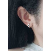 LDR24368 S925純銀滴釉黑色五角星耳環