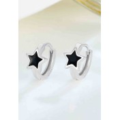 LDR24368 S925純銀滴釉黑色五角星耳環