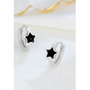 LDR24368 S925純銀滴釉黑色五角星耳環