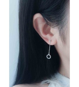 LDR24369 S925純銀鋯石圓圈耳環