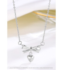 LDR24372 S925純銀愛心蝴蝶結項鏈