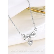 LDR24372 S925純銀愛心蝴蝶結項鏈