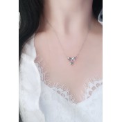 LDR24372 S925純銀愛心蝴蝶結項鏈