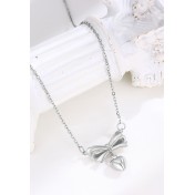 LDR24372 S925純銀愛心蝴蝶結項鏈
