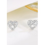 LDR24373 S925純銀愛心蝴蝶結耳環