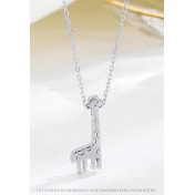 LDR24380 S925純銀可愛長頸鹿項鏈