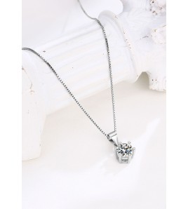 LDR24381 S925純銀六爪單鋯石項鏈