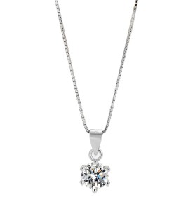 LDR24381 S925純銀六爪單鋯石項鏈