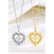 LDR24383 S925純銀愛心十字架項鏈