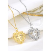 LDR24383 S925純銀愛心十字架項鏈