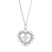 LDR24383 S925純銀愛心十字架項鏈